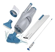 KOKIDO 2025 upgrade Rechargeable Handheld Pool Vacuum Aluminum Pole and 2 Bru...