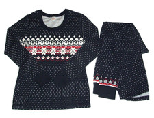 Hanna Andersson Womens L Heritage Fair Isle Pajama Set Black Organic Cotton Knit