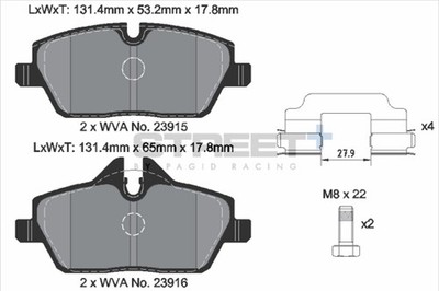 PAGID Racing Bremsbelagsatz Scheibenbremse STREET+ T8050SP2001 für BMW 1er E87