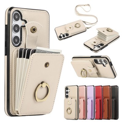 For Samsung Galaxy A57 A36 A26 A17 A06 Crossbody Ring Wallet Leather Phone Cover