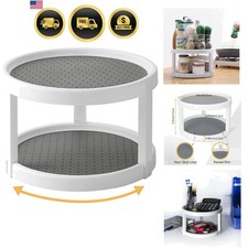 Lazy Susan Organizer, 2 Tier Non Skid Spice Rack Turntable,360 Degree Rotatin...