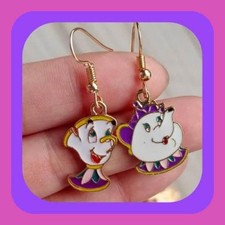 New Adorable Beauty  The Beast Mrs. Potts  Chip Earrings
