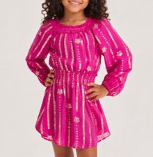 LoveShackFancy Girl’s Mini Popover Dress Very Berry Size 4-5Y