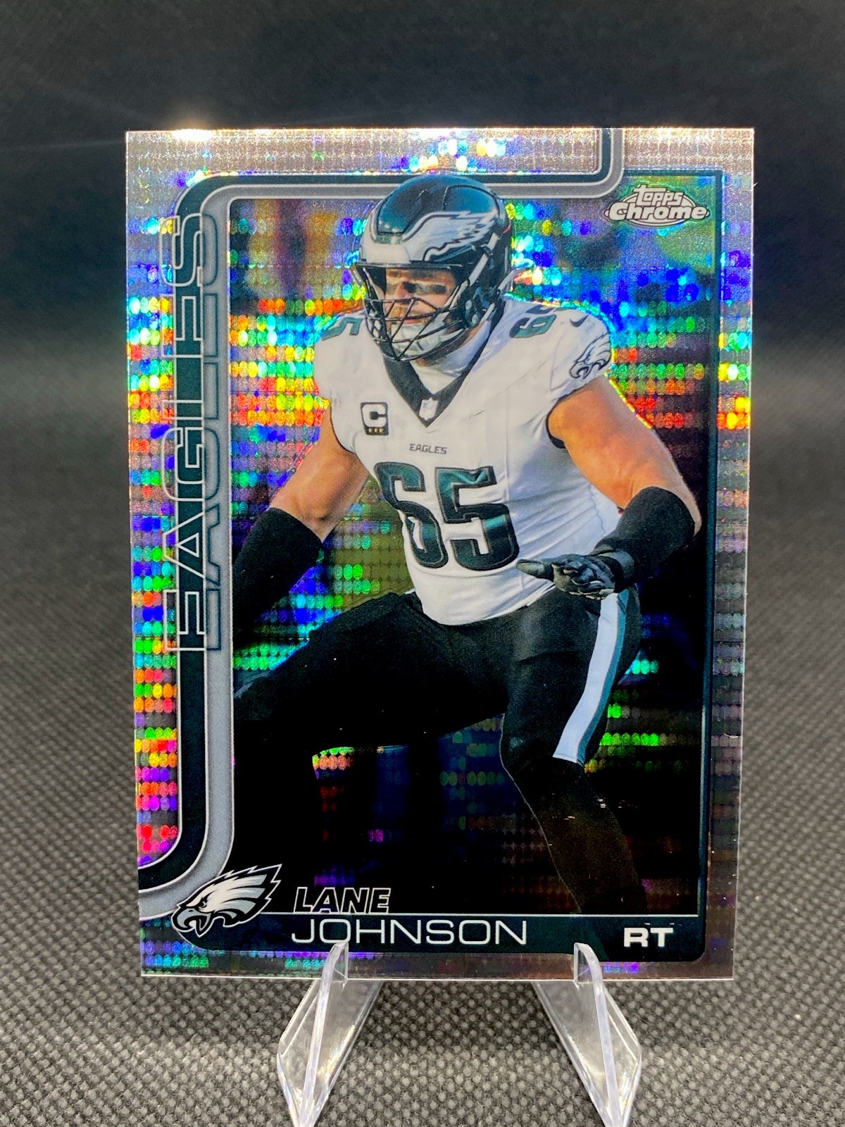 2025 Topps Chrome Football 246 Lane Johnson Pulsar Refractor Philadelphia Eagles