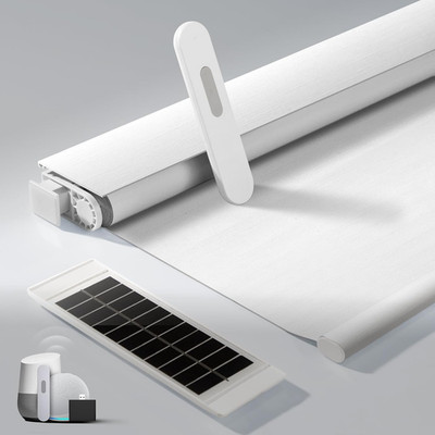 No Drill Motorized Blinds with Remote, White, 24 X 72