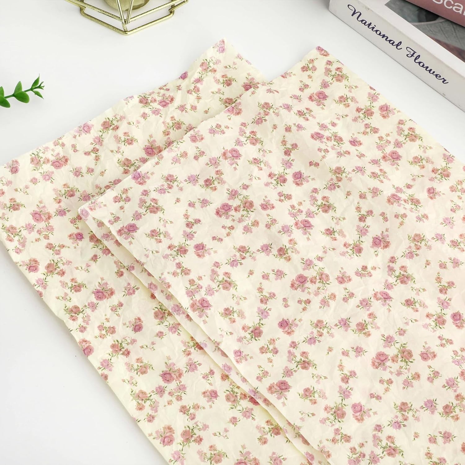 60 Sheets Pink Floral Tissue Paper, 14 x 20 Inch, Wildflower
