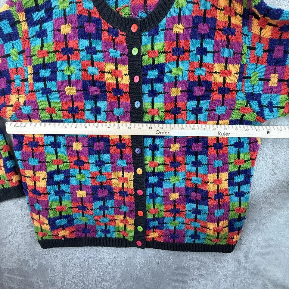 Vintage Marisa Christina Cardigan Womens 2X Multicolor Knit Button Sweater 90s - Image 4 of 4
