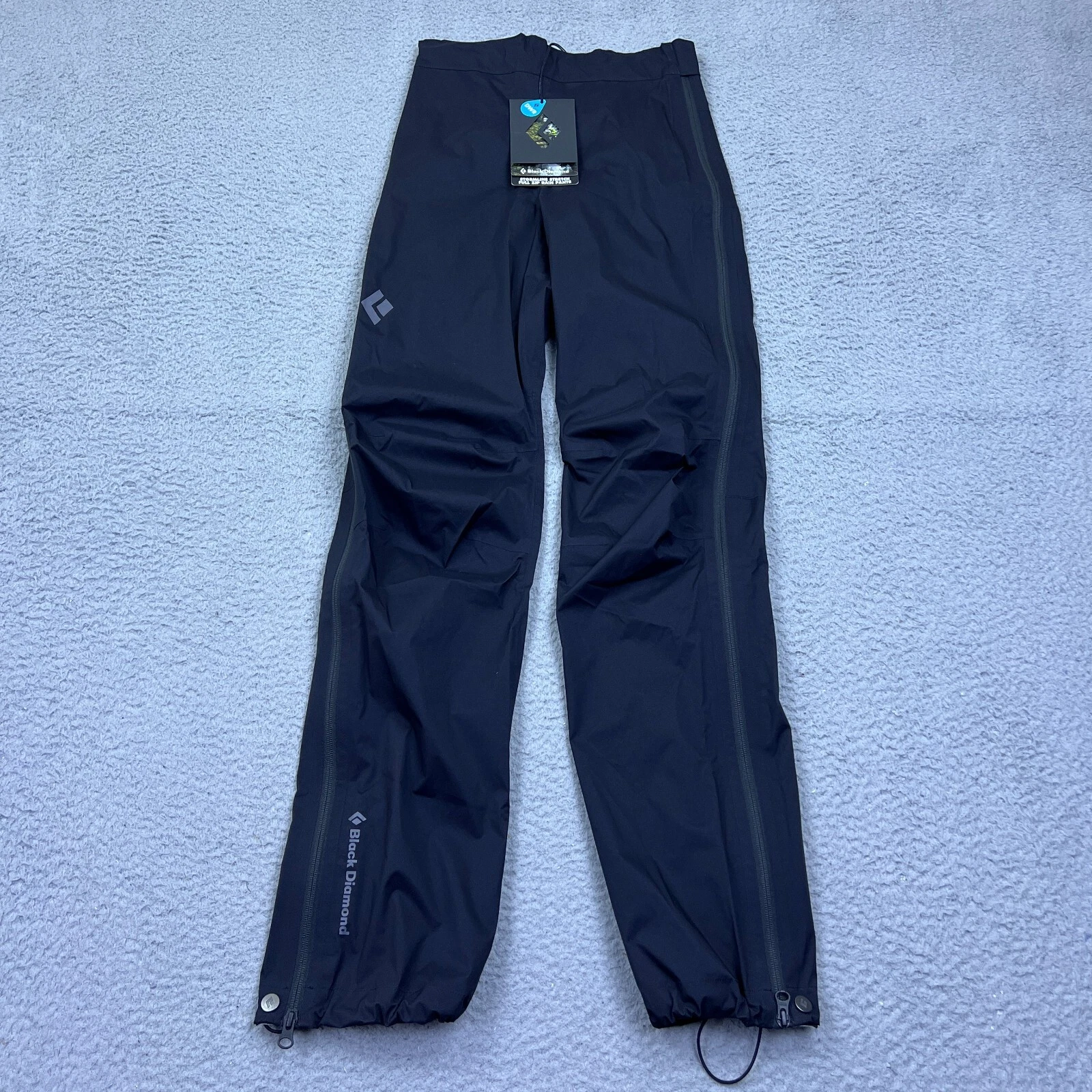NWT Black Diamond Men's Stormline Stretch Rain Pants Black XS Tall Long 27x33