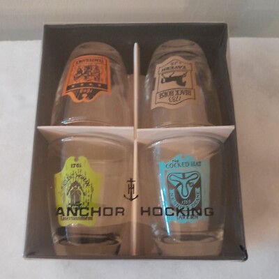  Anchor Hocking Shot Glasses Set of 4 Vintage New In Open Box READ