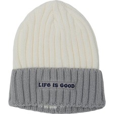 NWT Women's Life is Good Color Cuff White Gray Beanie