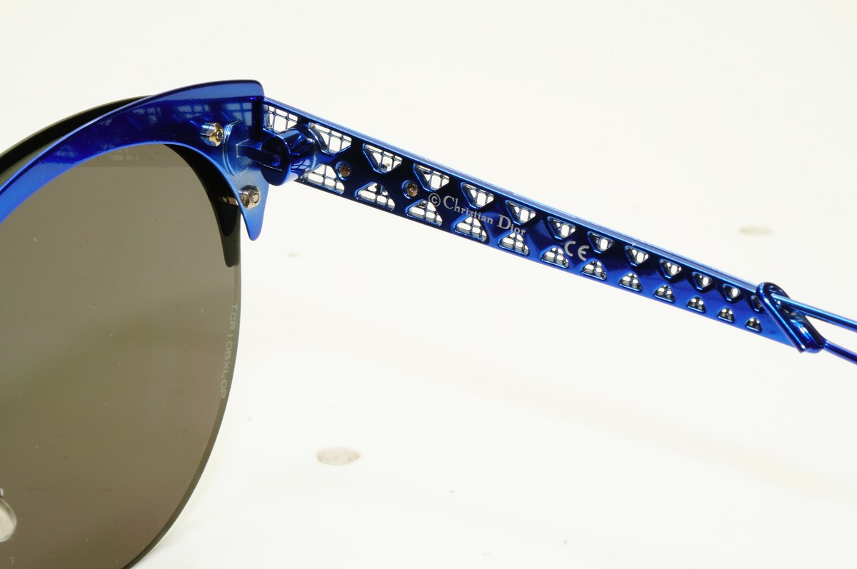 Authentic Dior Womens Metal Sunglasses Black Blue Grey 