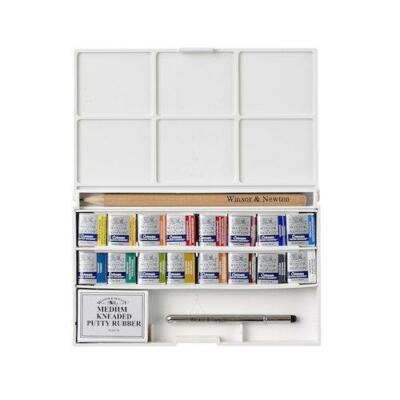 WINSOR & NEWTON Cotman Aquarell Set - 16 halbe Töpfe - Deluxe Skizzen Set
