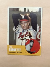 1963 Topps #429 Milwaukee Braves Lou Burdette Autograph NRMT CONDITION.