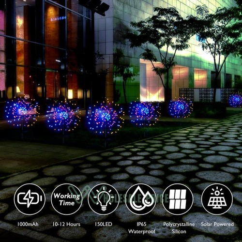 150 LED Solar Fire Flower Lights Outdoor Waterproof Path Lawn Garden Decor Lamp - Picture 5 of 58
