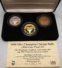 Highland Mint 1998 NBA Champs Chicago Bulls Silver + Bronze 3 Coin Set #122/998