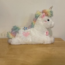 FAO Schwarz Glow Brights Toy Plush LED Sound White Unicorn 15" Stuffed Animal