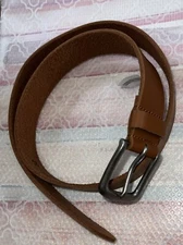 100% Leather Dark Brown Belt Mens Belt Classic Buckle Size 38