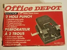 Office Depot Brand 2 Hole Punch,Item 825-307,1/4" Holes All Metal Construction