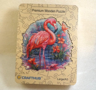 Crafthub Flamingo Premium Wooden Puzzle, New Sealed A3, 136 Unique Shaped Pieces