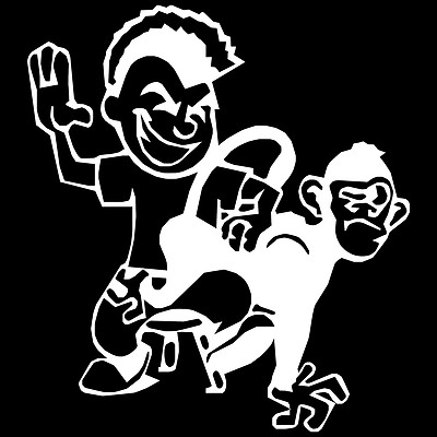 DecalHog 'Spank My Monkey' Funny Vinyl Decal – For Car, Truck, Window, Laptop (5" X 5.5", Glossy White)