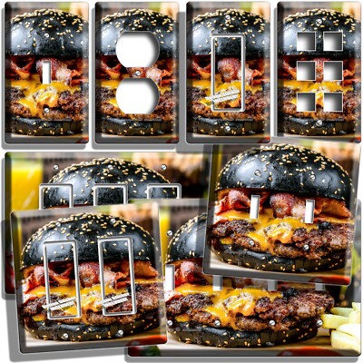 BBQ GRILL PUMPERNICKEL BACON BURGER LIGHT SWITCH OUTLET WALL PLATE CAFE HD DECOR