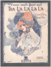 TRA LA LA LA LA 1920 Pretty Girl Dainty French Dialect Comedy Song Sheet Music