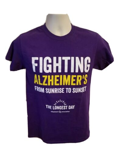 Fighting Alzheimers from Sunrise to Sunset Adult Small Purple TShirt - Afbeelding 1 van 7