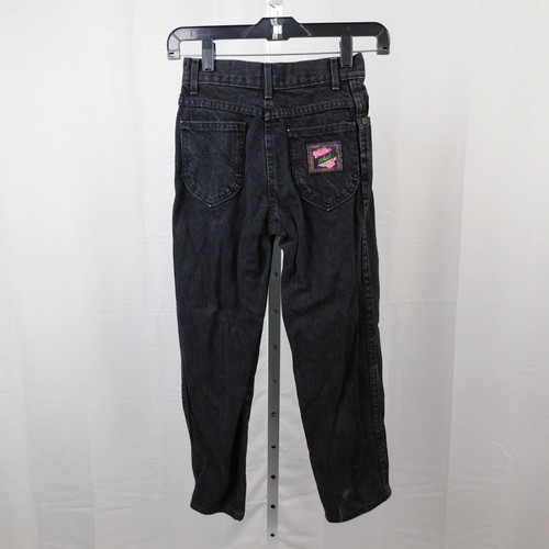 Girl's Vintage 90s Colored Denim Chic Kids Strait Leg Jeans - 8, Black #7050 - Picture 5 of 9