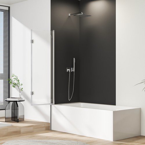 Badewannenaufsatz Faltwand ESG 2 teilig Duschwand Dusche Glas Nano Faltbar - Bild 4 von 14