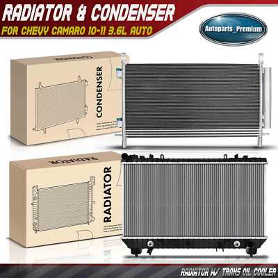 Radiator & AC Condenser Cooling Kit for Chevrolet Camaro 10-11 3.6L Auto Trans.