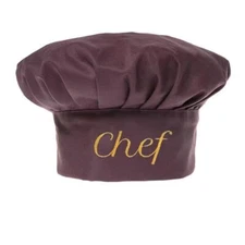 Chef hat embroidered with chef lettering, Chef Hat, Black Cotton Coffee Color
