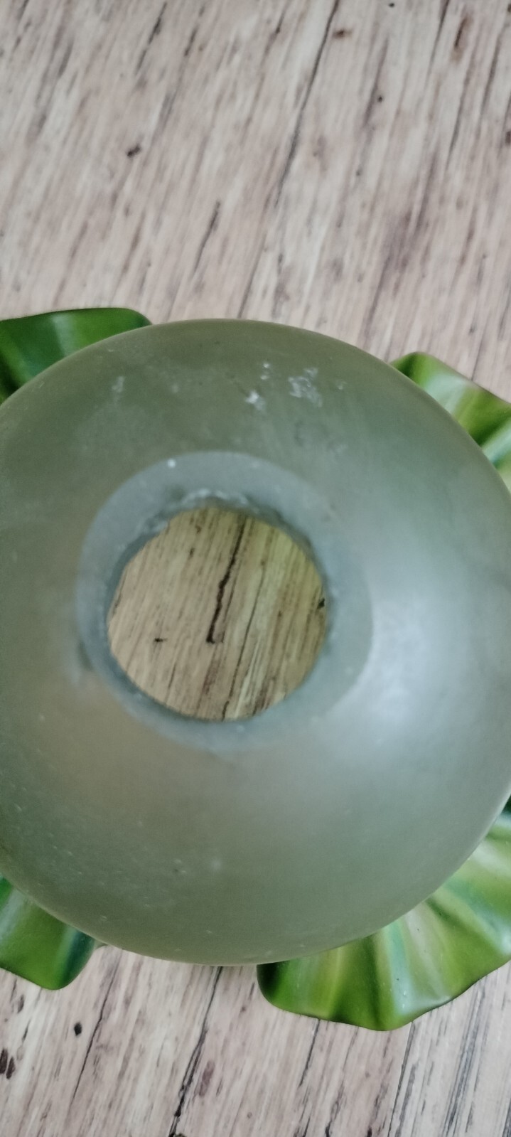 Sweetest Victorian green frilled & Frosted Glass Gas Lamp Shade, 2 cm