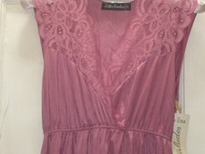 NOS Interludes By Cira Gown Nightie Nightgown Sz P Mauve Pink ILGWU Nylon