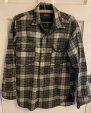 Vtg 60 s Pendleton Shirt 100 Wool Button Front Plaid Sz 15 1/2 As Is