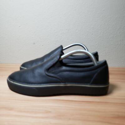 TredSafe Women's 8 Slip On Leather Shoes Black Slip Resistant Work Shoe Casual