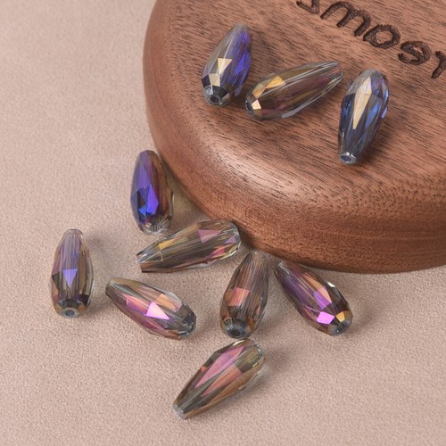 10 cuentas sueltas de vidrio facetado lágrima larga de 18x8 mm para hacer joyas - Imagen 6 de 17