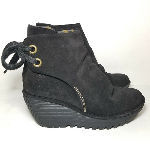 FLY London Yama Suede Wedge Ankle Boots 
