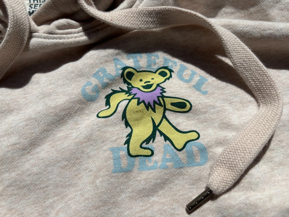 American Eagle Oversized Beige Grateful Dead Graphic Big Hug Hoodie Size Medium - Image 2 of 4