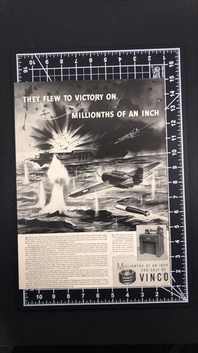 Vinco Gages for the War Effort Millionths of an Inch WW II Vintage Print Ad 1943 - Picture 3 of 7
