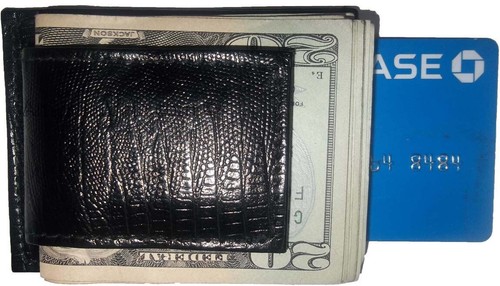 Clip de dinero nuevo piel de lagarto impreso cuero magnético clip de dinero porta billetes BN - Imagen 24 de 36