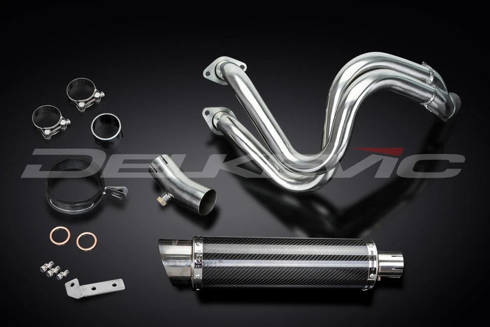 Silenciador de carbono redondo Kawasaki Versys 650 2015-2021 escape completo 2-1 14" Foto 3 de 4