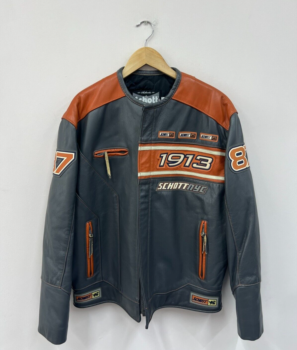 Rare SCHOTT NYC 1913 Leather Jacket Biker Bomber Mens Size L