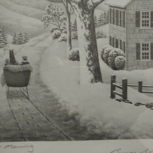 1988 Bruce S. Garrabrandt Bleistiftdruck Dezember Morgen Pferd Winter Schnee Kunst - Bild 6 von 14