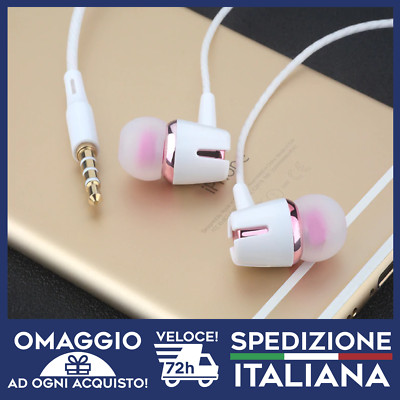 Auricolari con filo colore rosa super bassi tasti funzione jack3,5  cellulare🇮🇹 | eBay