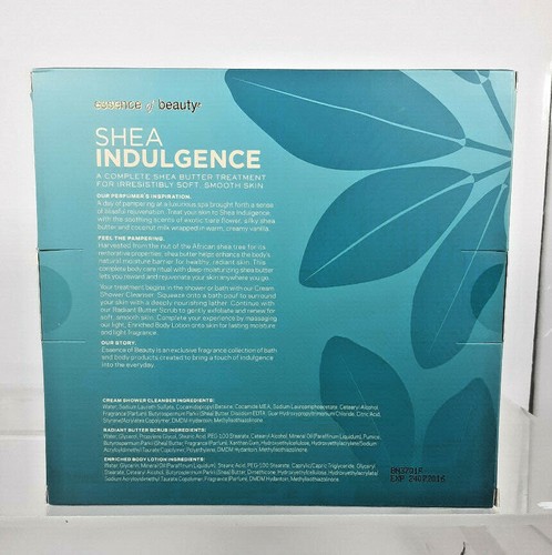 ESSENCE OF BEAUTY Shea Indulgence 3 Pc Kit Body Lotion, Scrub, Cleanser Exp 2016 - Picture 2 of 5