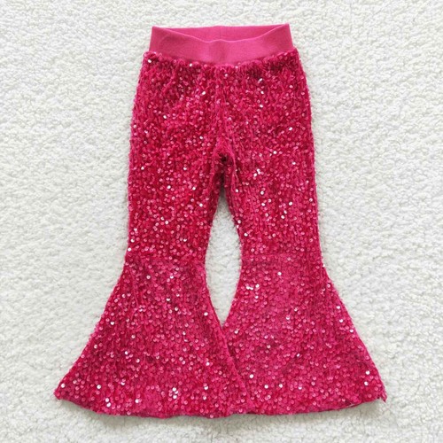 Light Blue Sequin Flare Pants Sparkle Dance Wide Ruffle Pants Toddler Girls - Picture 22 of 23