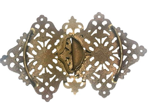 Gorgeous 20's Era Cloisonne Enameled Belt Buckle, Colorful Art Nouveau Enamel - Afbeelding 3 van 3