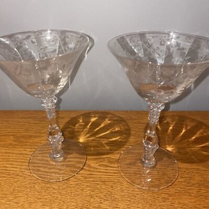 2 VINTAGE CAMBRIDGE GLASS CHAMPAGNE/TALL SHERBET  6 1/2 Inches   ELAINE PATTERN