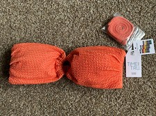 Time And Tru Womens Bikini Halter Bathing Suit Top Small-4-6 NWT Crinkle-Orange