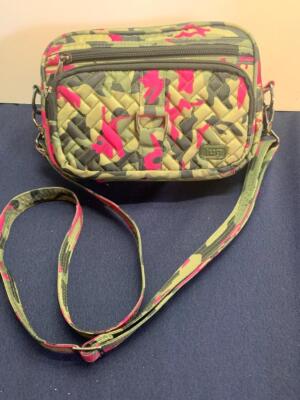 LUG Carousel crossbody bag Purse camouflage pink green Camo Orchid belt  loops